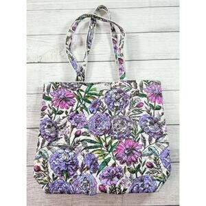 Vera Bradley Lavender Meadow Magnetic Snap Large Shoulder Bag Tote Purple